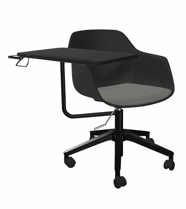 Chaise sur roulette avec tablette