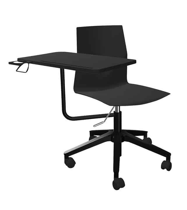 chaise roulettes et tablettes